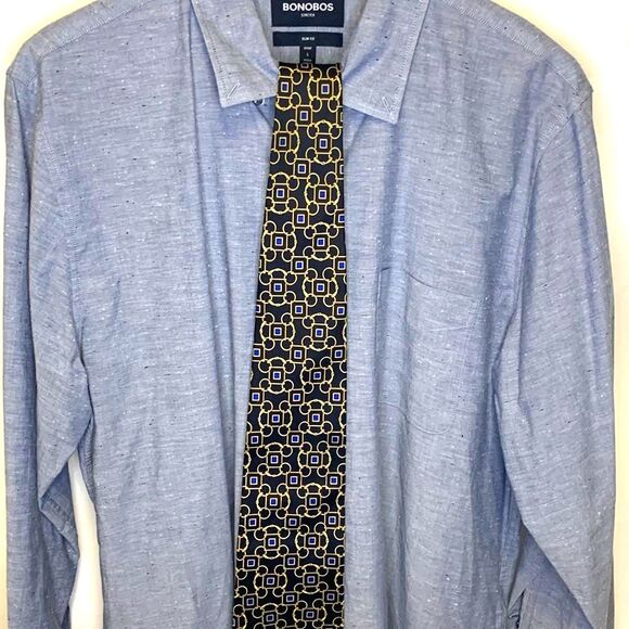 Hugo Boss, Albert Nipon, Exerstuff Bundle of 3 Silk Ties (Blue Yellow Shades) - Picture 6 of 14